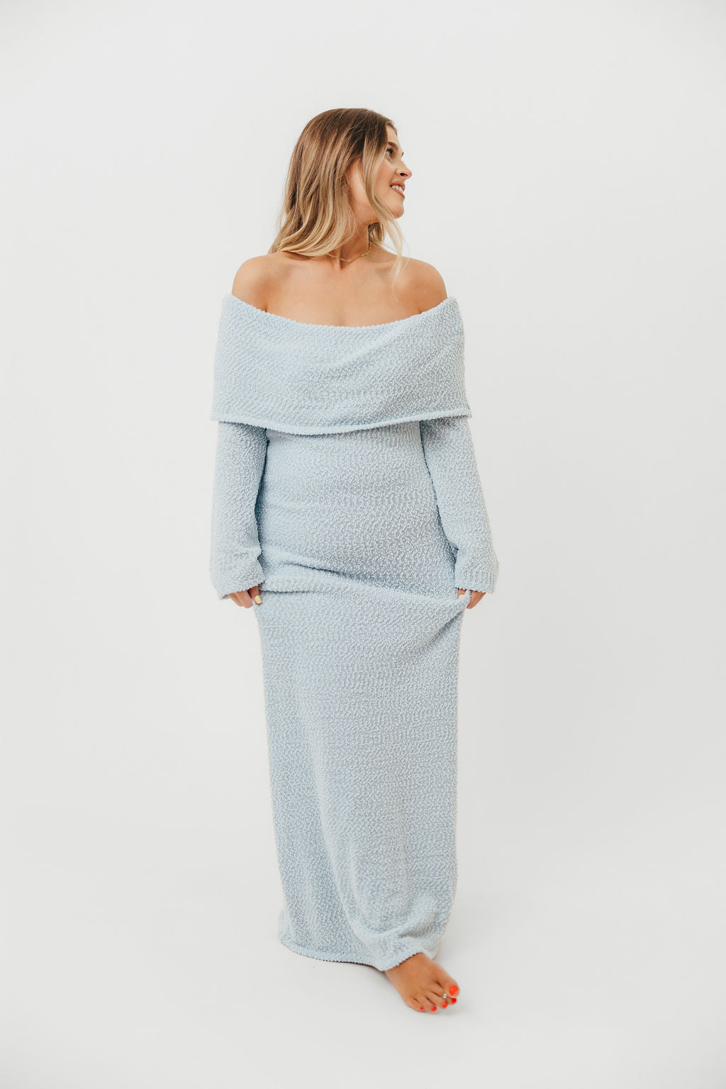 Nora Knit Maxi Dress in Dusty Blue - Bump Friendly - Image 13