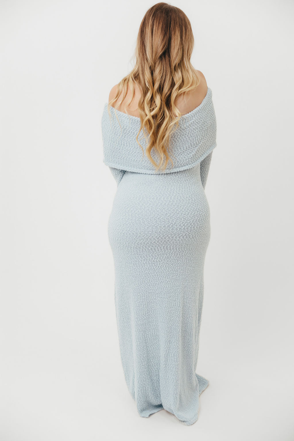Nora Knit Maxi Dress in Dusty Blue - Bump Friendly - Image 18