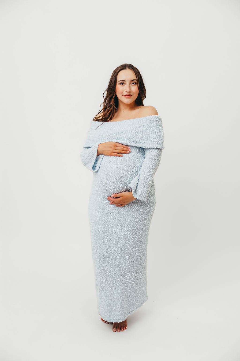 Nora Knit Maxi Dress in Dusty Blue - Bump Friendly - Image 19