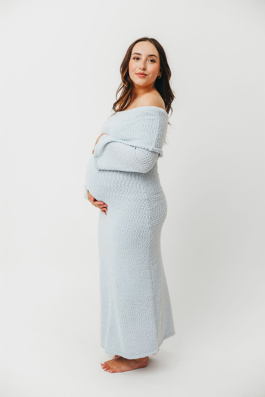 Nora Knit Maxi Dress in Dusty Blue - Bump Friendly - Image 20