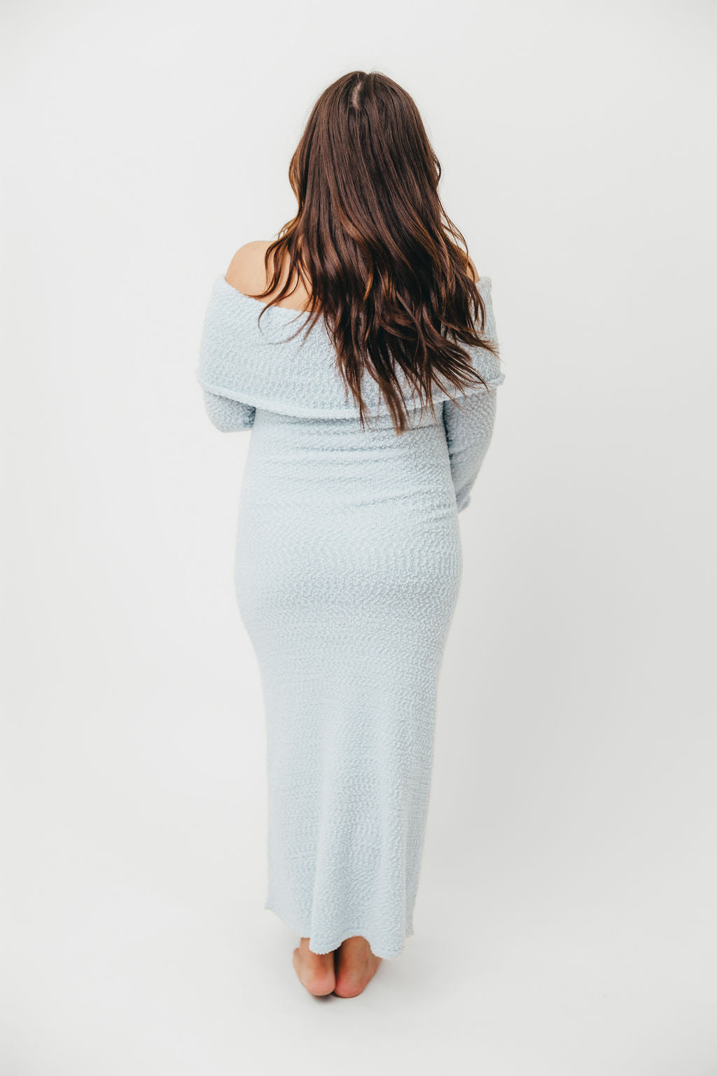 Nora Knit Maxi Dress in Dusty Blue - Bump Friendly - Image 21
