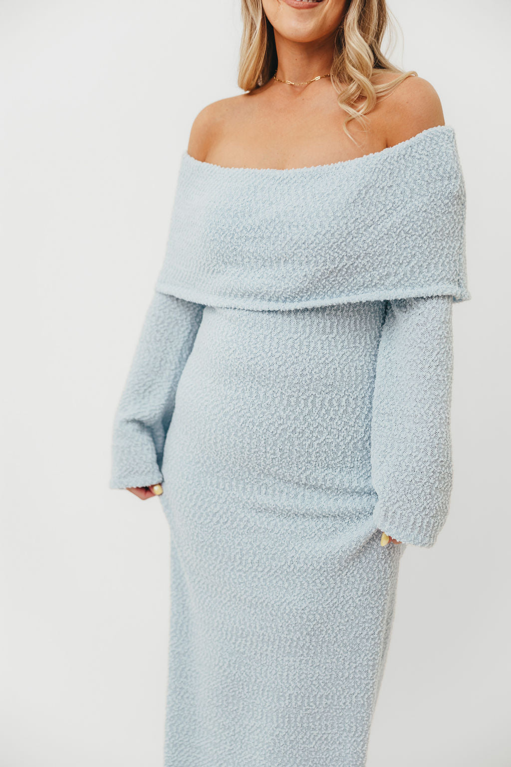Nora Knit Maxi Dress in Dusty Blue - Bump Friendly - Image 6