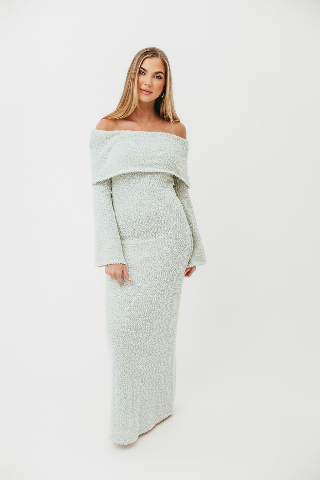 Nora Knit Maxi Dress in Seafoam - Bump Friendly - Image 3