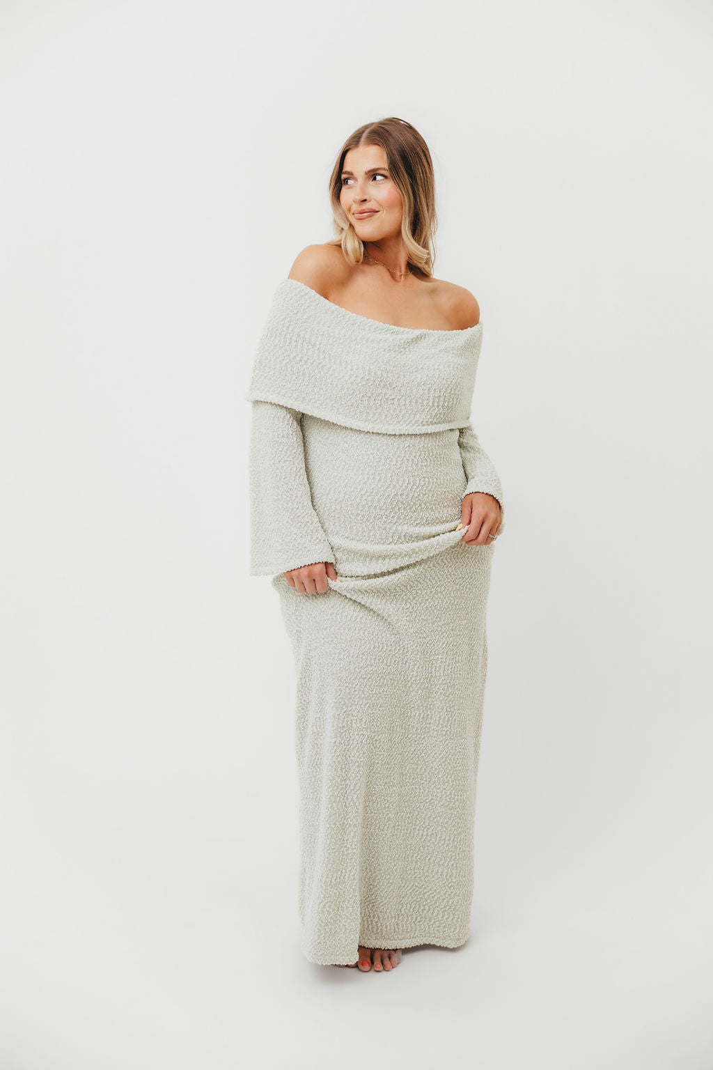 Nora Knit Maxi Dress in Seafoam - Bump Friendly - Image 8
