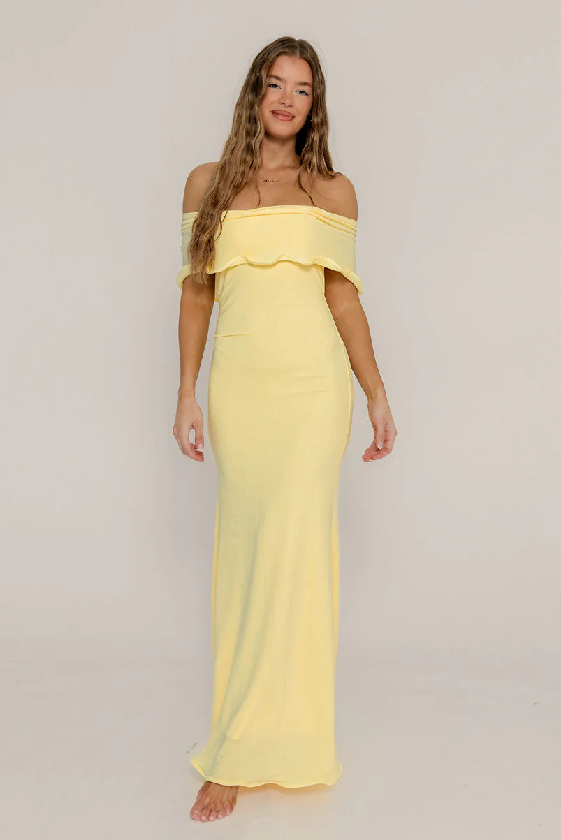 Tommie Maxi Dress in Butter Yellow - Bump Friendly (Size Up for Bump) - Image 2