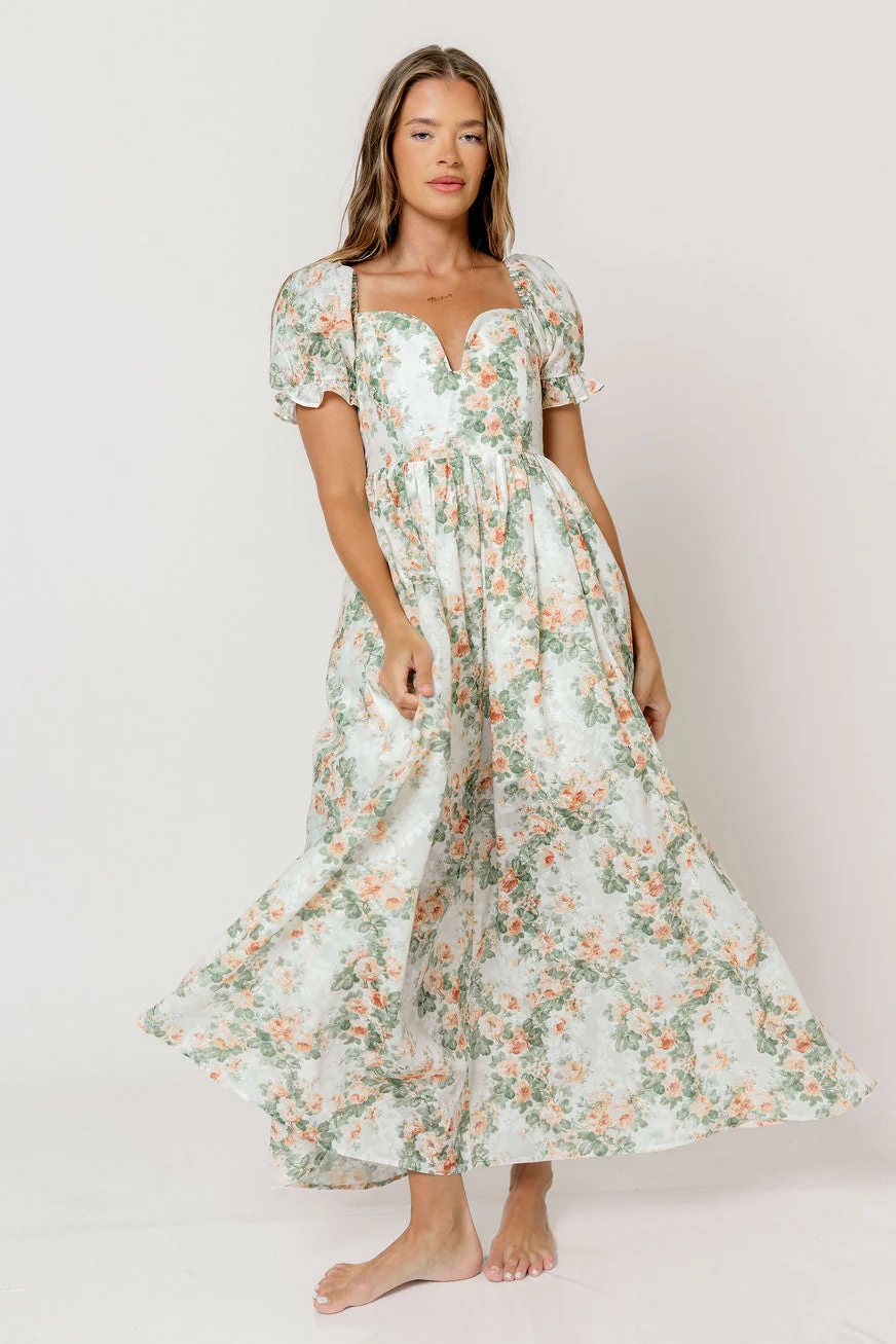 Raelynn Floral Maxi Dress in Cream/Dusty Peach - Image 3