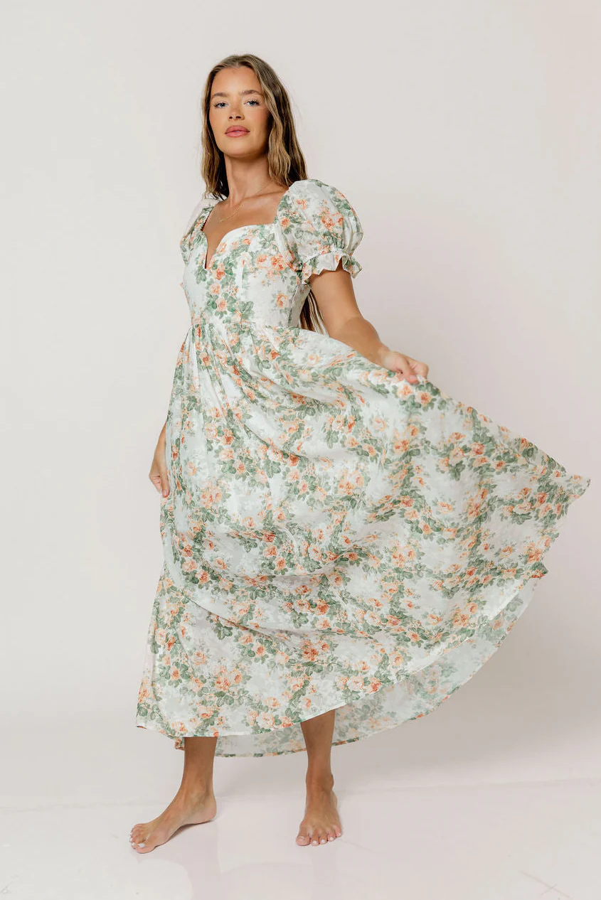 Raelynn Floral Maxi Dress in Cream/Dusty Peach - Image 4