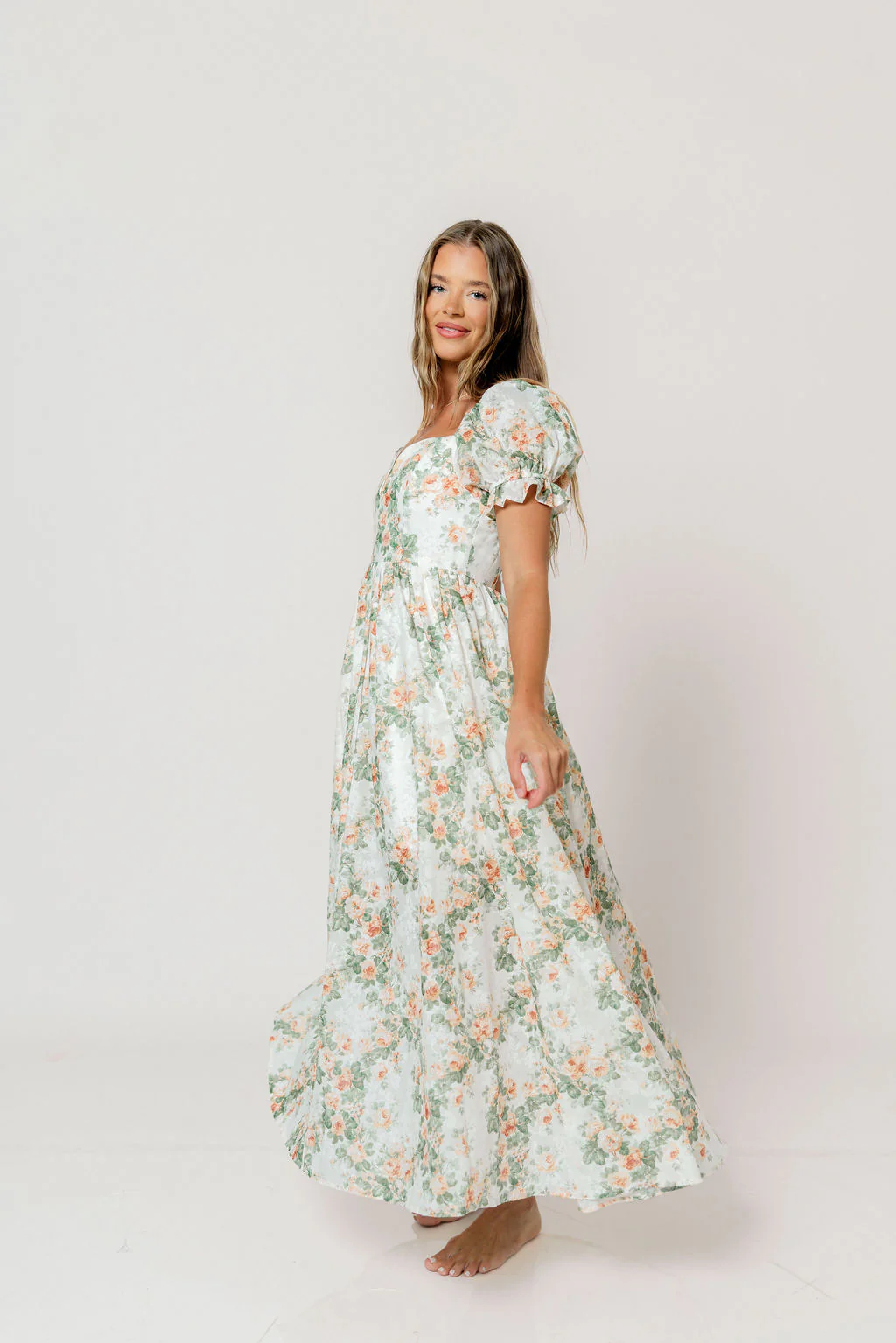 Raelynn Floral Maxi Dress in Cream/Dusty Peach - Image 5