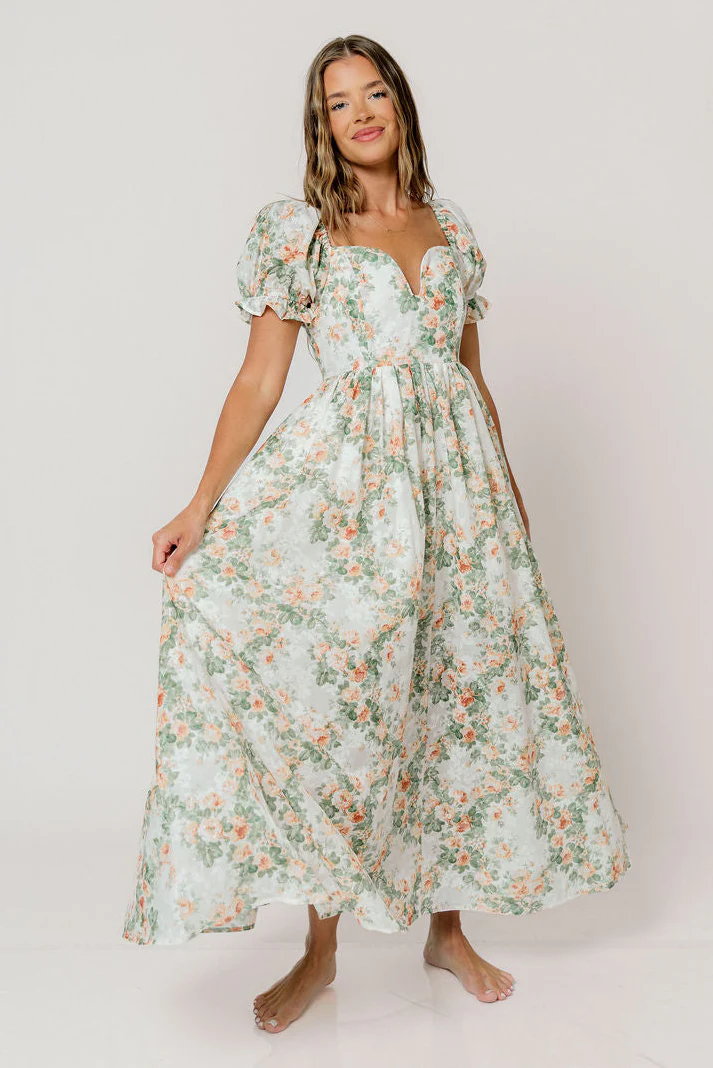 Raelynn Floral Maxi Dress in Cream/Dusty Peach - Image 6