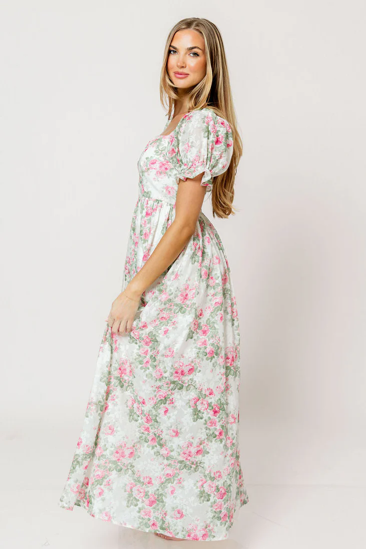 Raelynn Floral Maxi Dress in Cream/Dusty Rose - Image 2