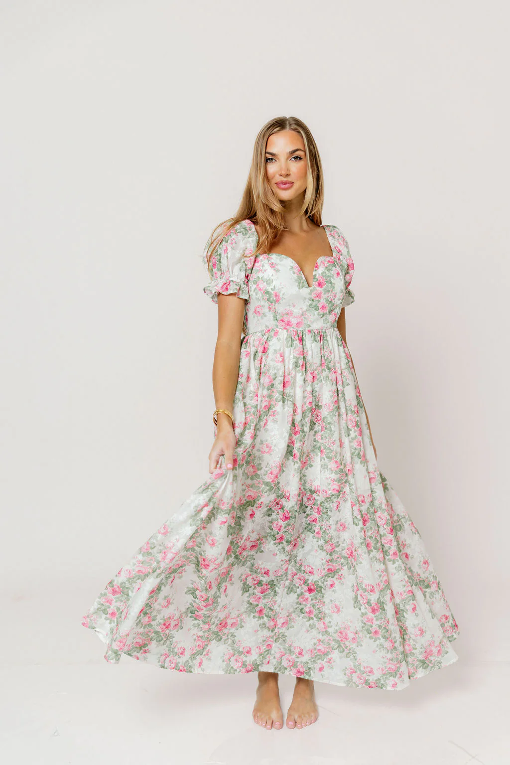 Raelynn Floral Maxi Dress in Cream/Dusty Rose - Image 7