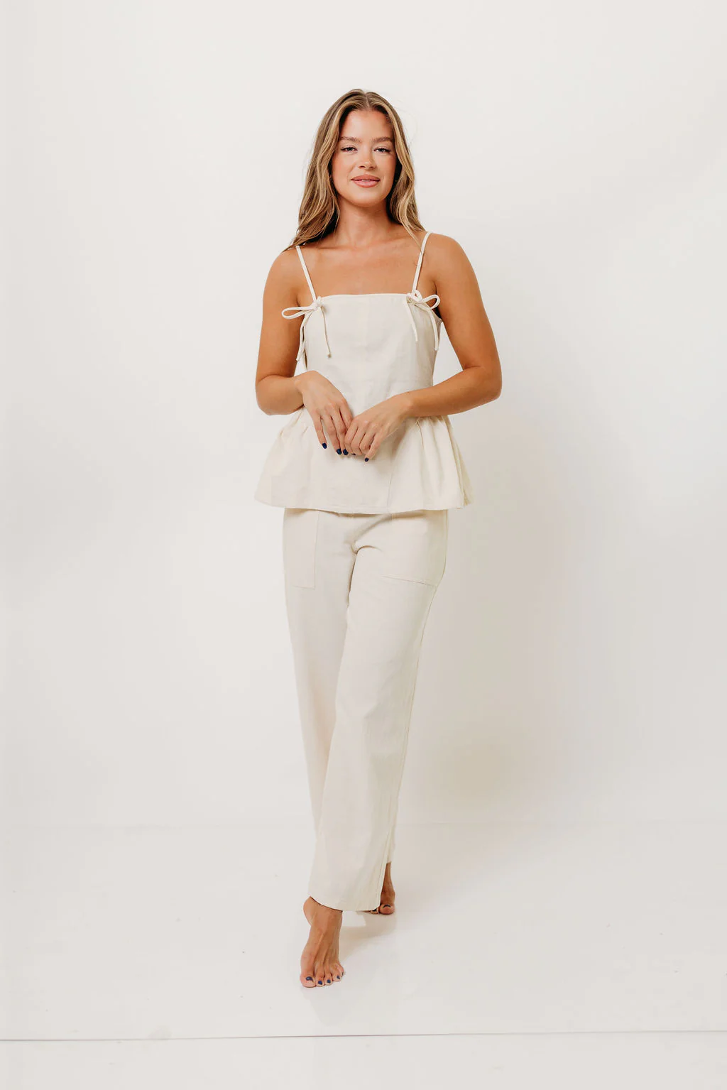 Knightley 100% Cotton Twill Utility Pants in Cream - Image 5