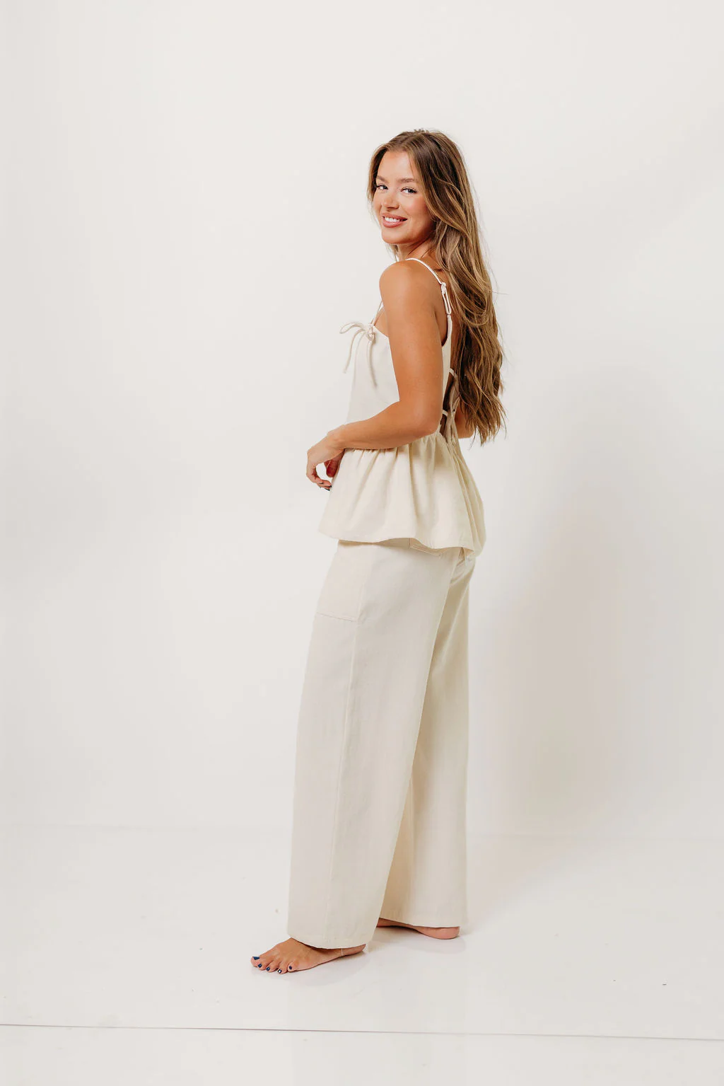 Knightley 100% Cotton Twill Utility Pants in Cream - Image 6