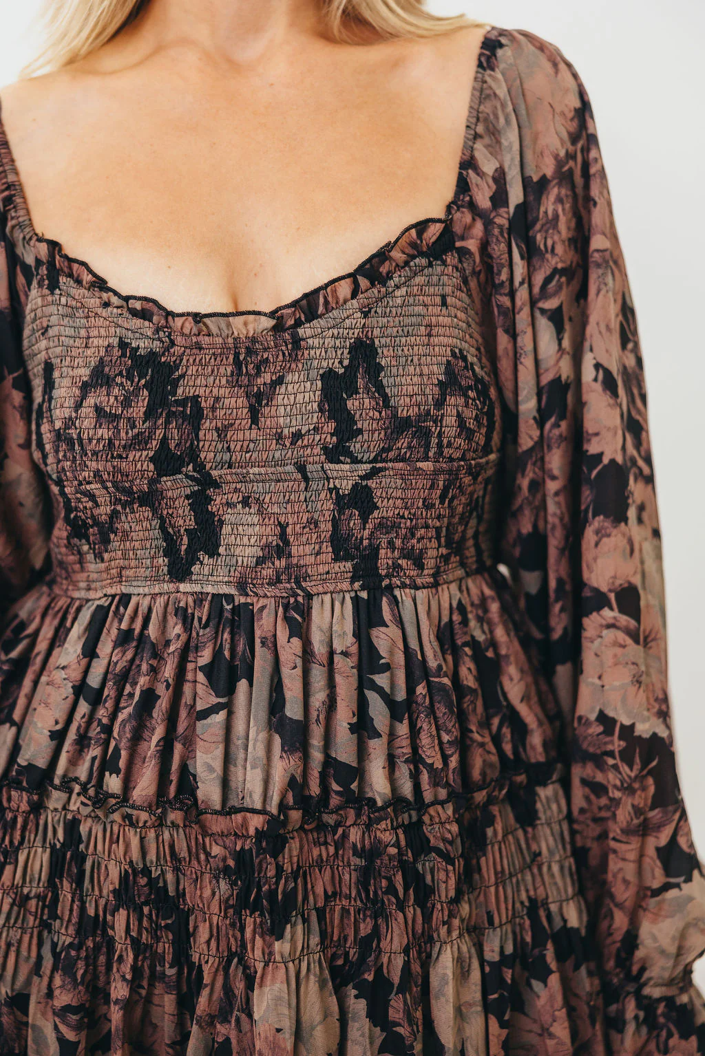 Blaine Smocked Maxi Dress in Black Floral - Image 18