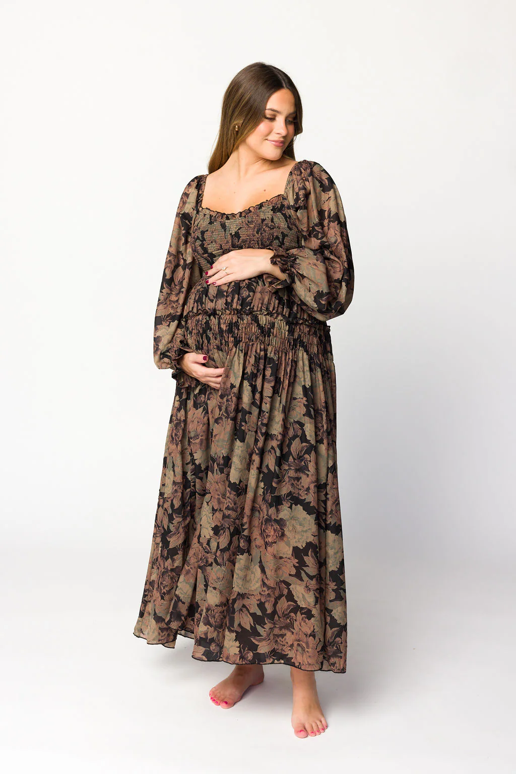 Blaine Smocked Maxi Dress in Black Floral - Image 6