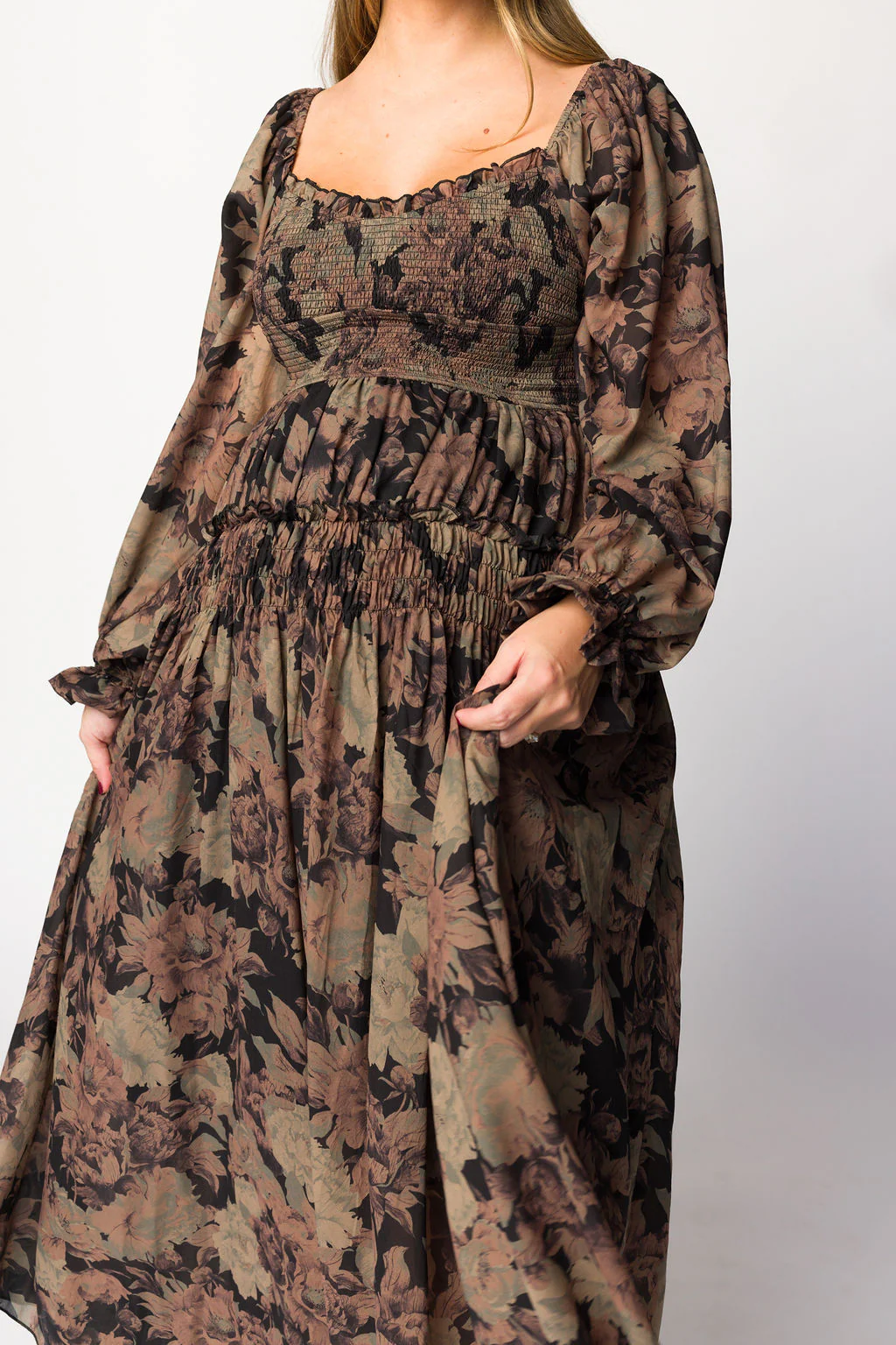 Blaine Smocked Maxi Dress in Black Floral - Image 8