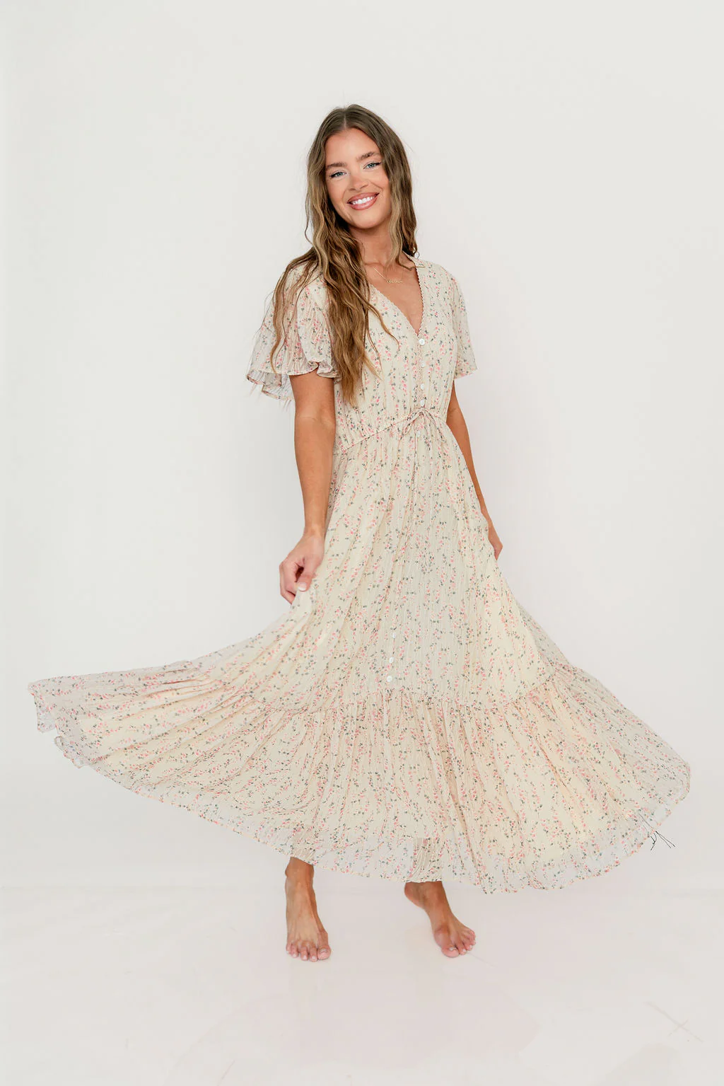 Illia Woven Maxi Dress in Blush Multi - Image 2